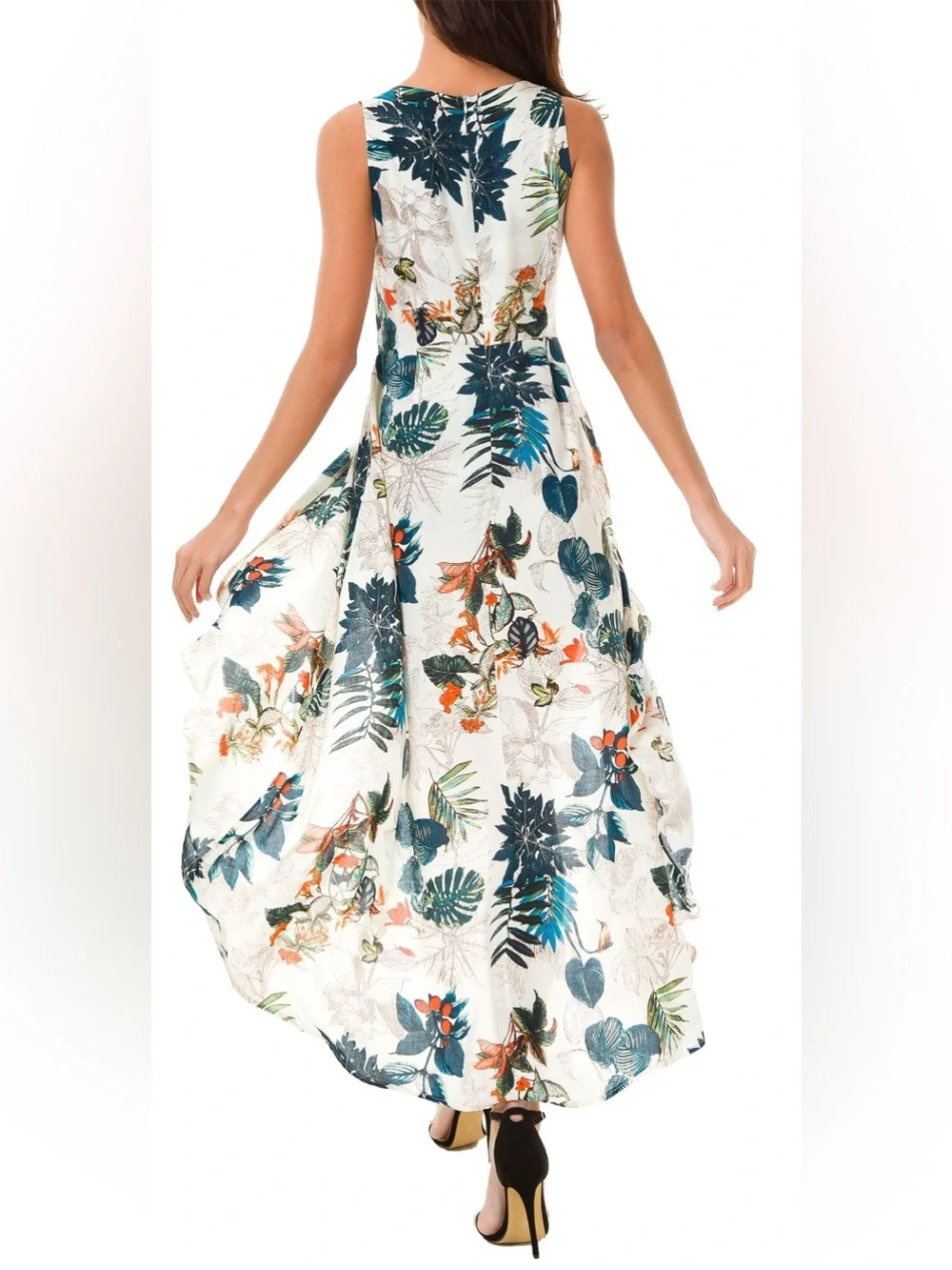 Kormei Floral White High-Low Skirted Romper - White Floral